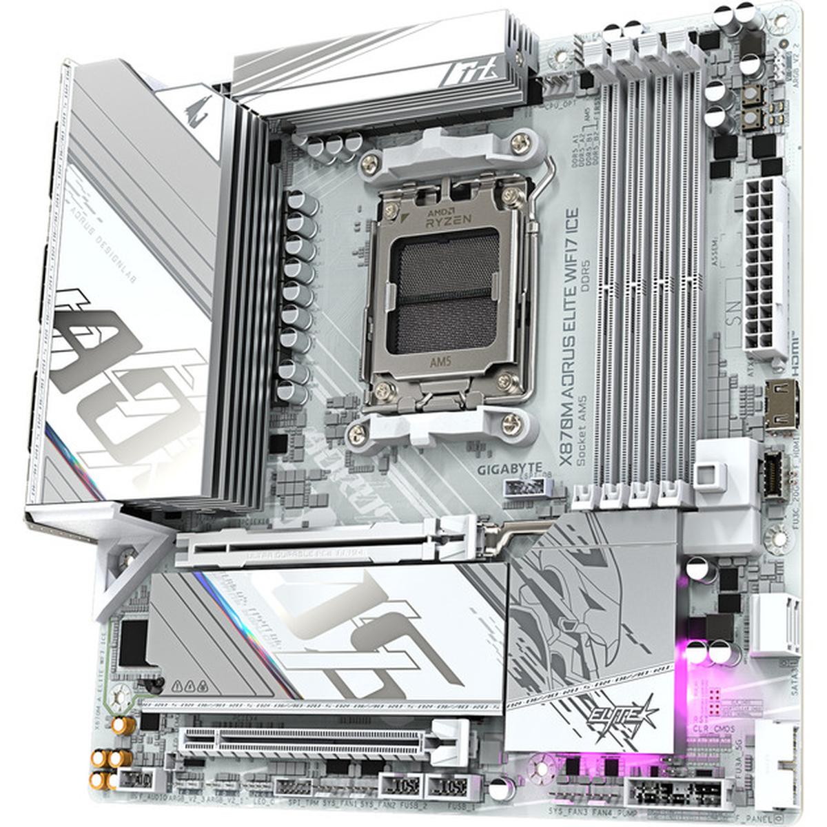 Gigabyte X870M AORUS ELITE WIFI7 ICE AMD X870 Socket AM5 micro ATX Mainboard