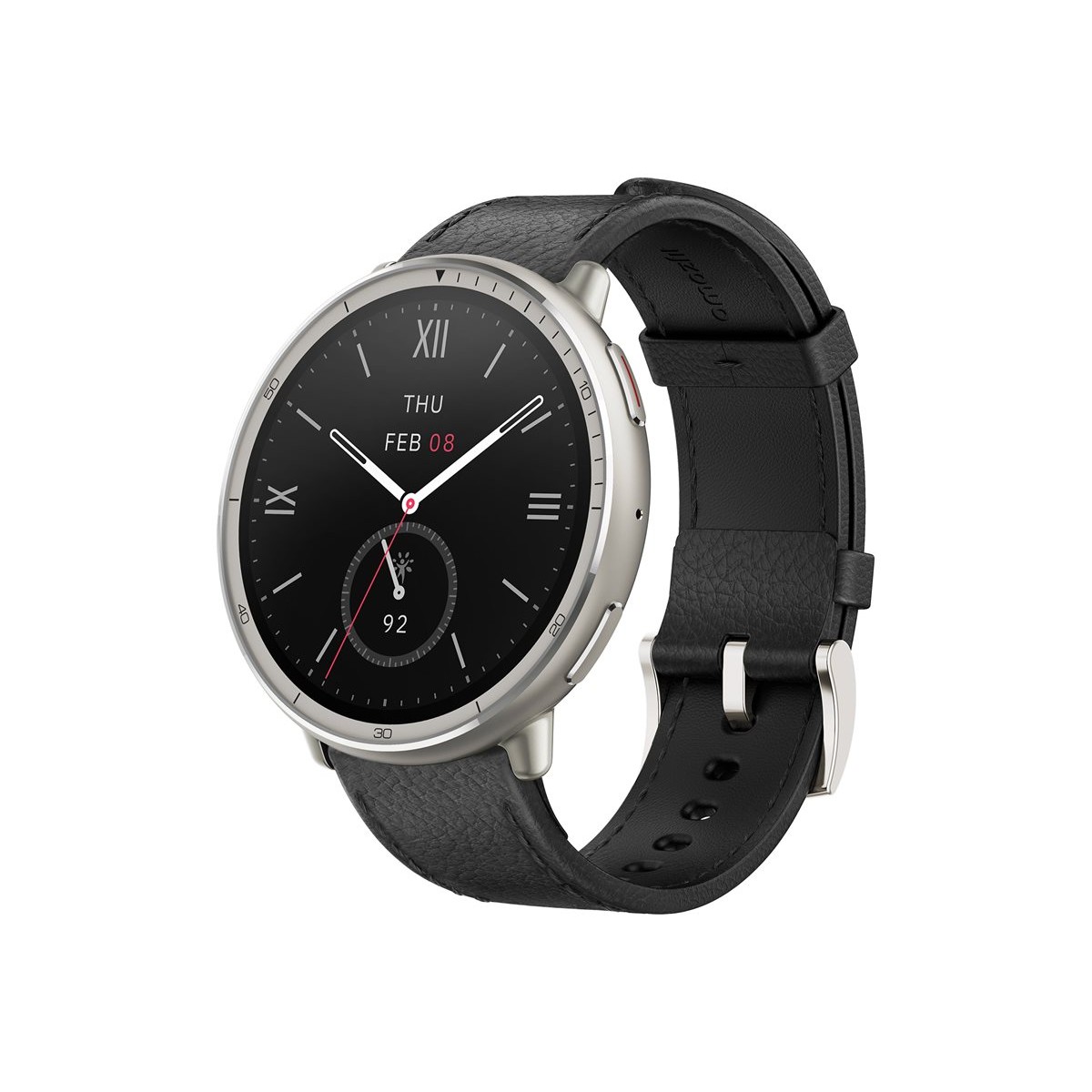 Amazfit Active 2 44mm GPS Smartwatch schwarzes Leder Premium Version