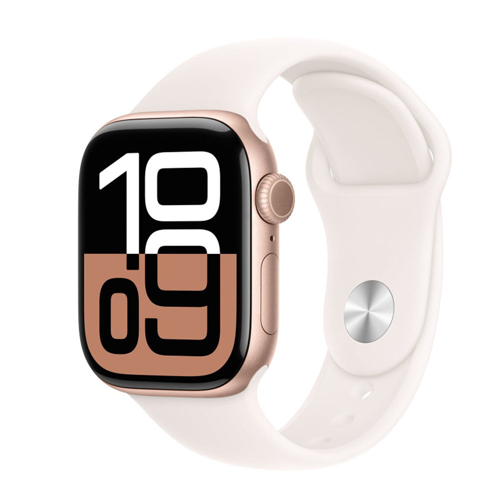 Apple Watch Series 10 4G 42mm Aluminium Roségold Sportarmband Blassrosa S/M
