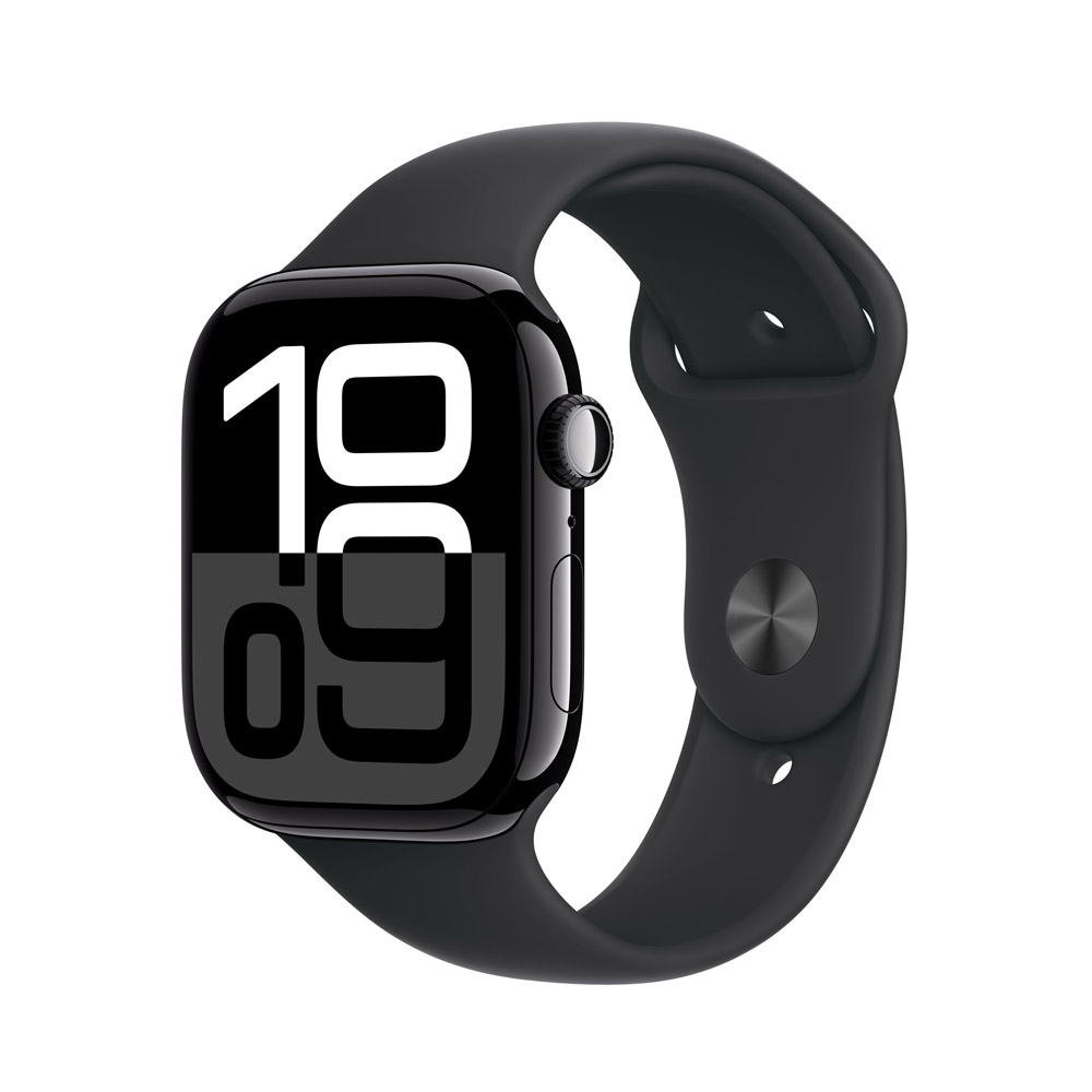 Apple Watch Series 10 4G 46mm Aluminium Diamantschwarz Sportarmband Schwarz M/L