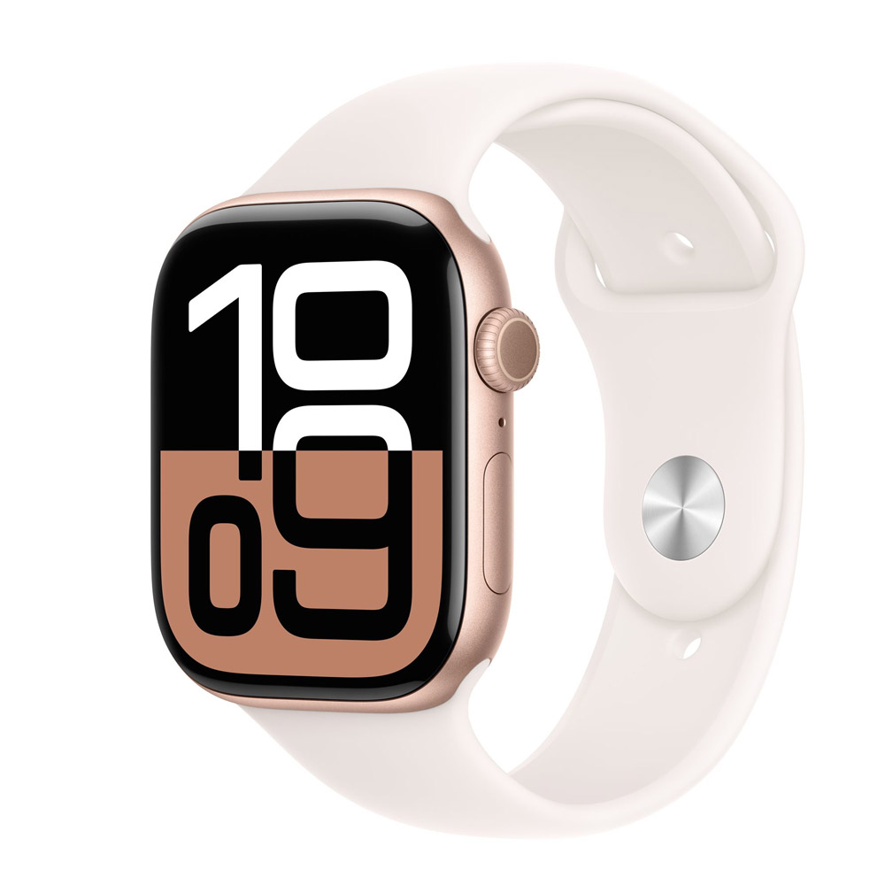 Apple Watch Series 10 GPS 46mm Aluminium Roségold Sportarmband Blassrosa M/L
