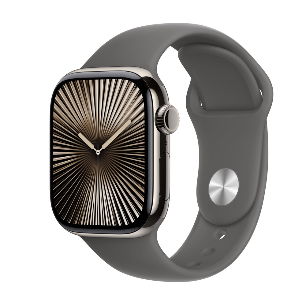 Apple Watch Series 10 4G 42mm Titan Natur Sportarmband Steingrau S/M