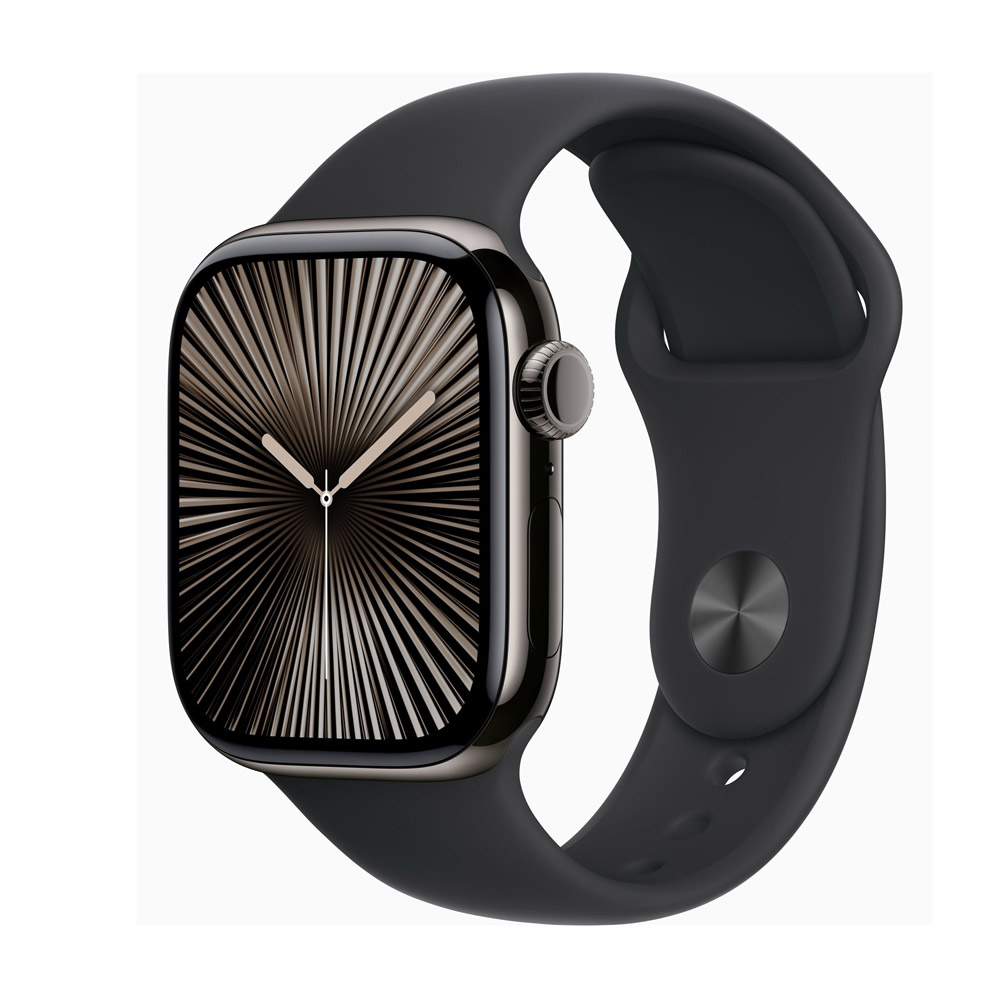 Apple Watch Series 10 4G 42mm Titan Schiefer Sportarmband Schwarz M/L