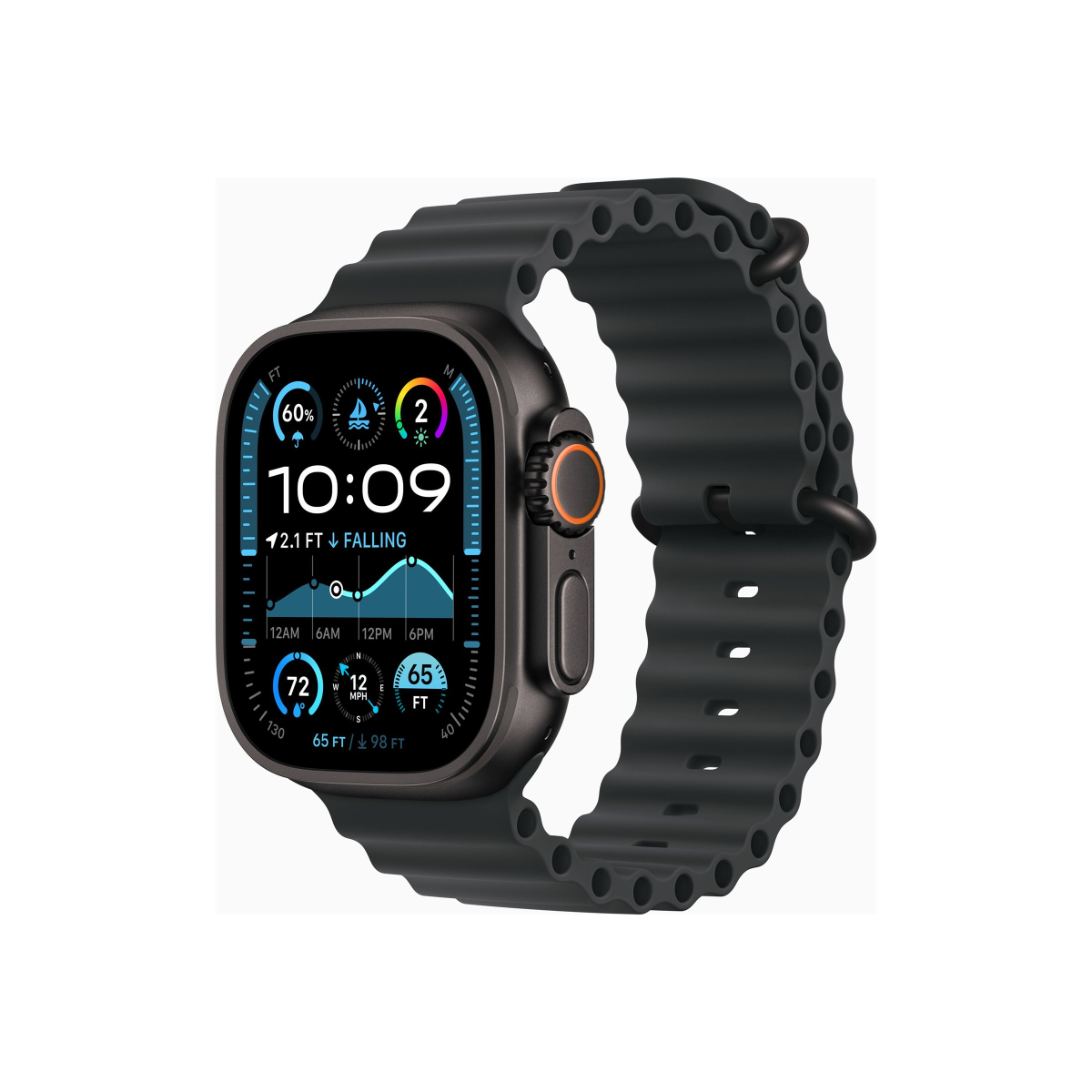Apple Watch Ultra 2 (2024) Titan Schwarz Ocean Armband Schwarz