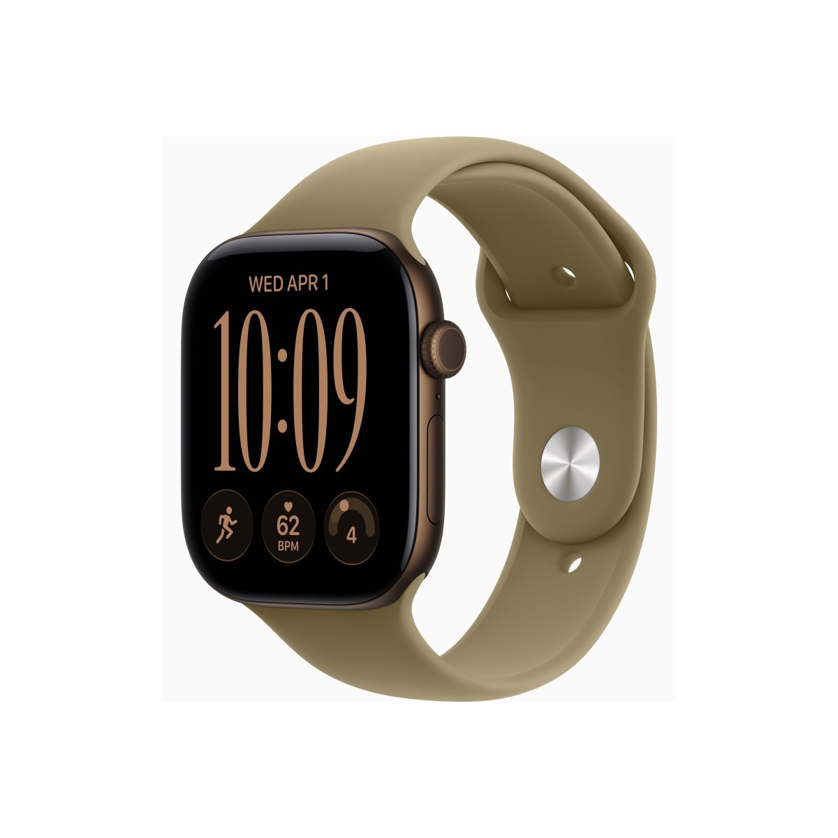 Apple Watch Series 12 46mm GPS Aluminium dunkelbronze mit Sportarmband Oliv M/L