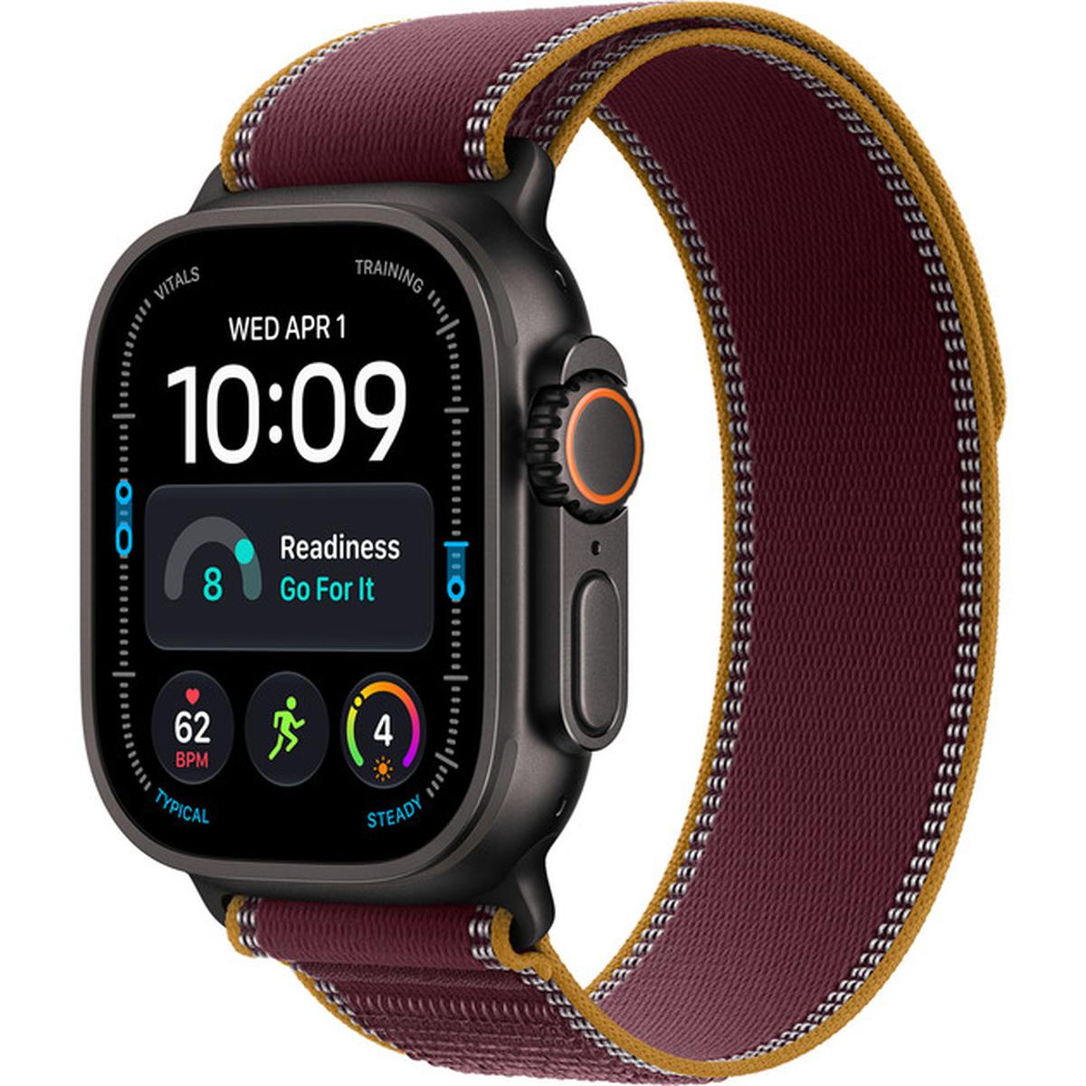 Apple Watch Ultra 4 GPS + Cellular 49mm Titan Smartwatch mit Trail Loop M/L schwarz/burgunder