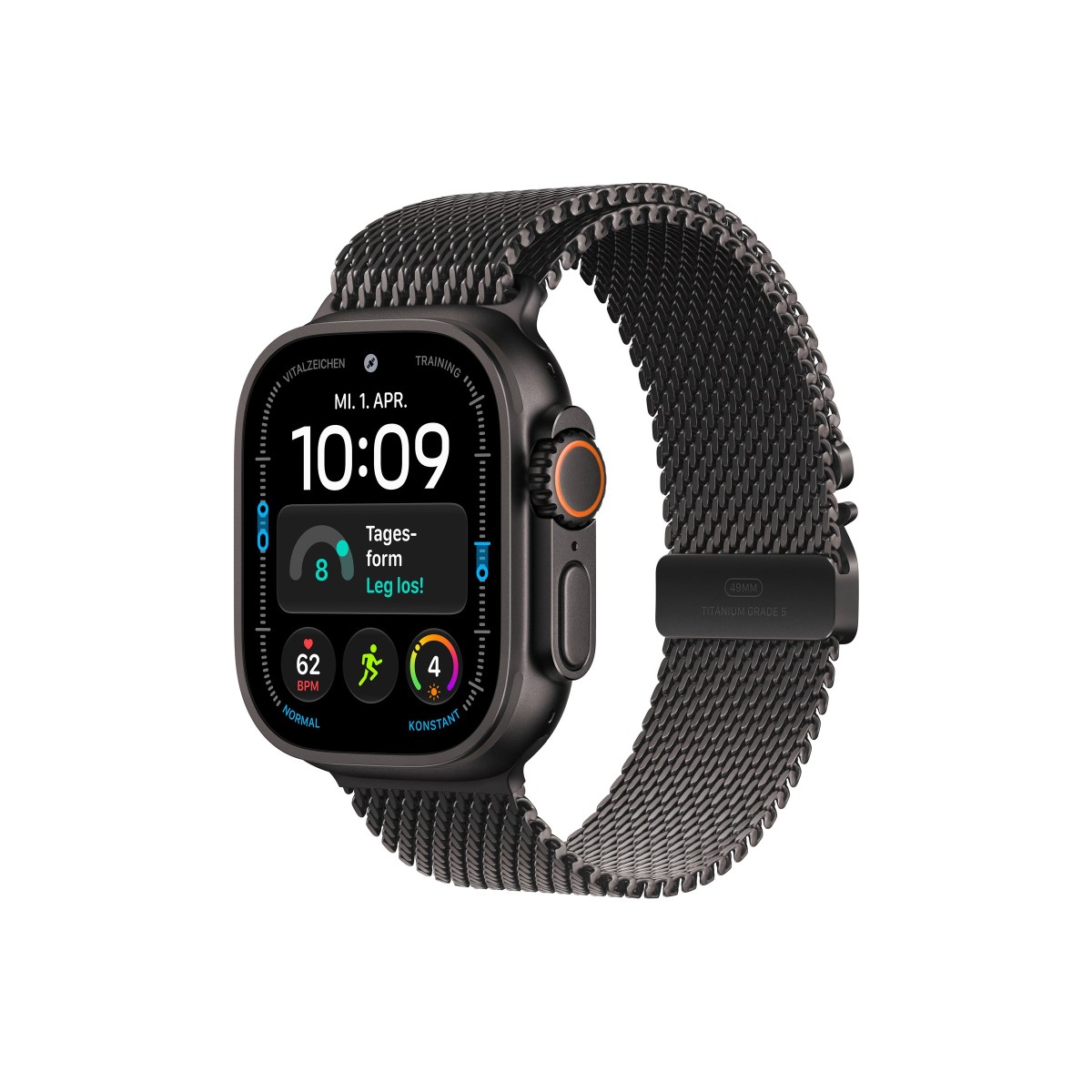 Apple Watch Ultra 4 GPS + Cellular 49mm Titan Smartwatch Titanium Black Milanese Loop Black Medium