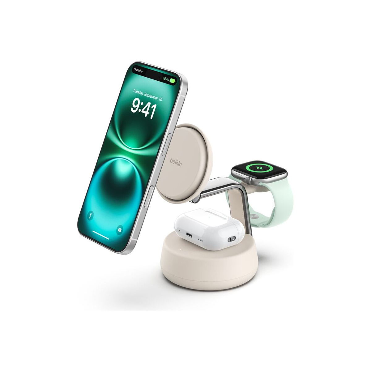 Belkin UltraCharge Pro Qi2 Induktive Ladestation 25W sandfarben