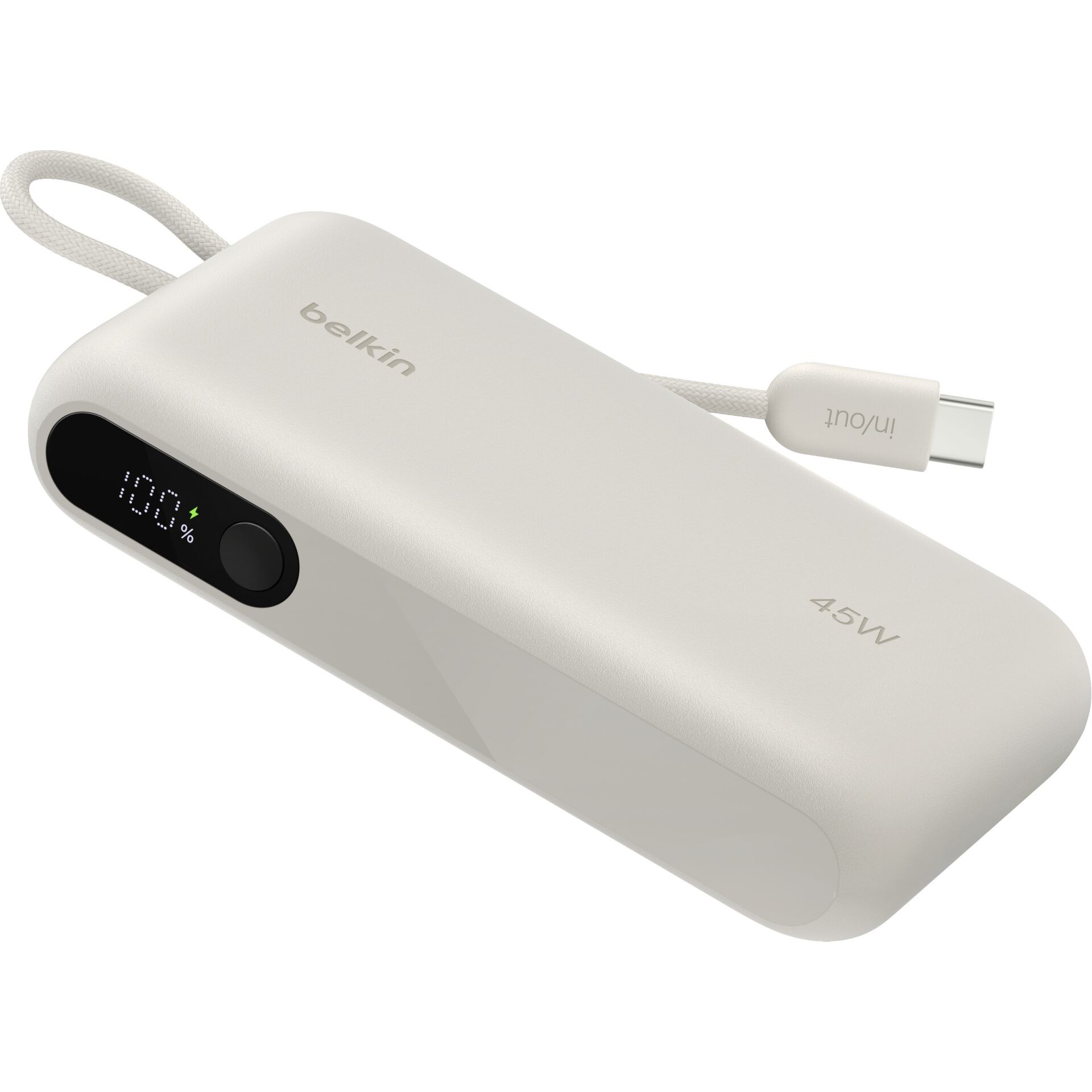 Belkin UltraCharge 10.000mAh Powerbank mit USB-C-Kabel beige
