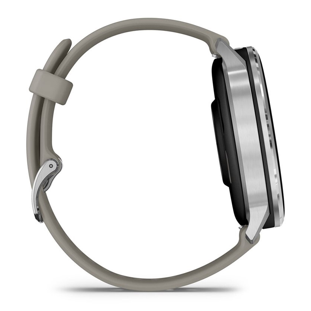 Garmin Venu 4 (45mm) Fitness-Smartwatch mit Silikon-Armband (22mm) schwarz/silber/grau