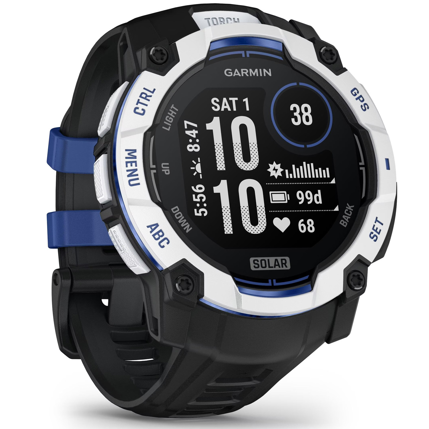 Garmin Instinct 3 Solar 50mm Smartwatch schwarz/bolt blue