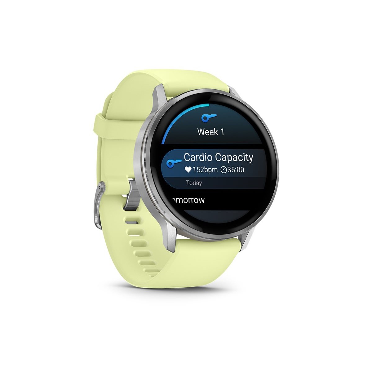 Garmin Venu® 4 (45mm) Fitness-Smartwatch mit Silikon-Armband (22mm) grau/silber/zitrone