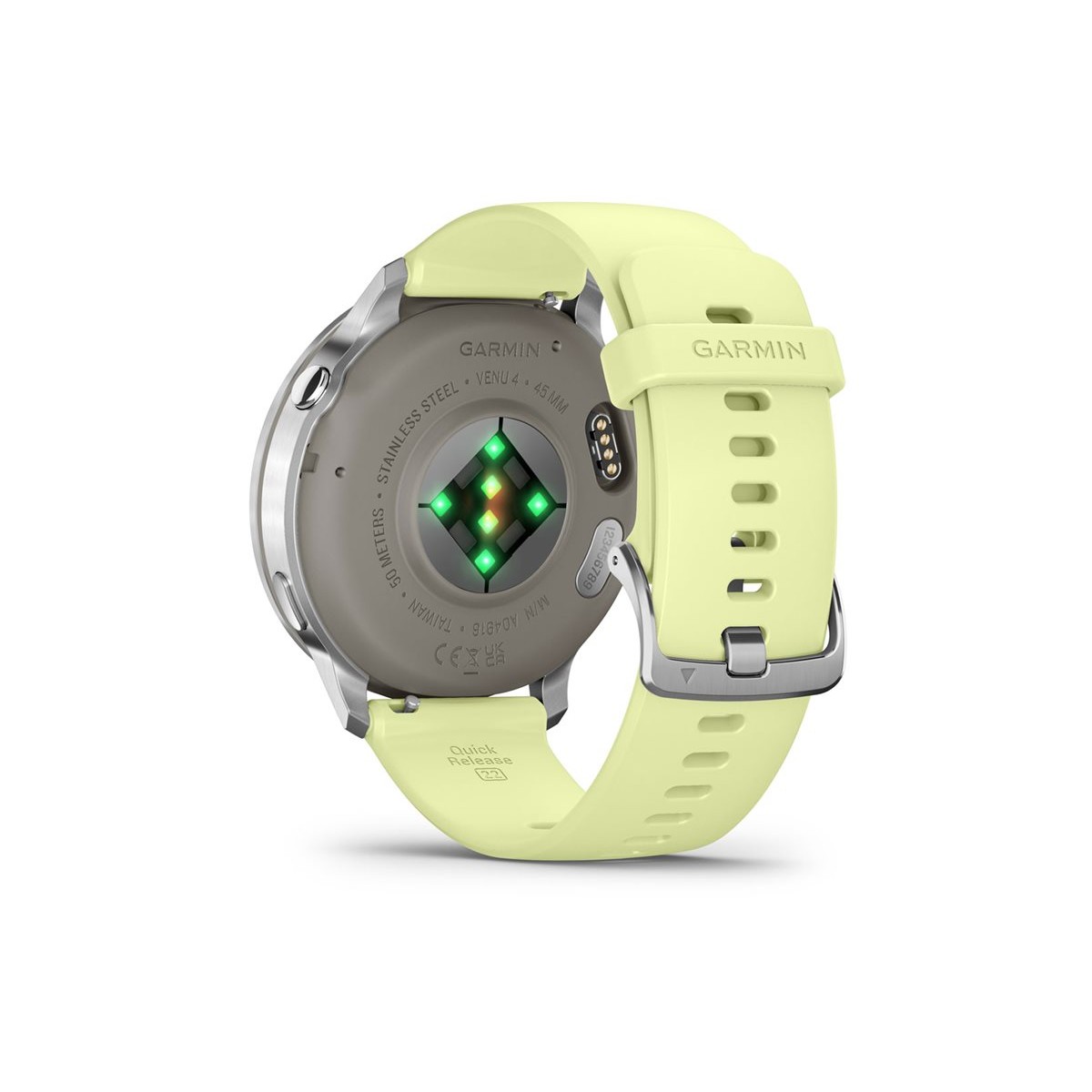 Garmin Venu® 4 (45mm) Fitness-Smartwatch mit Silikon-Armband (22mm) grau/silber/zitrone