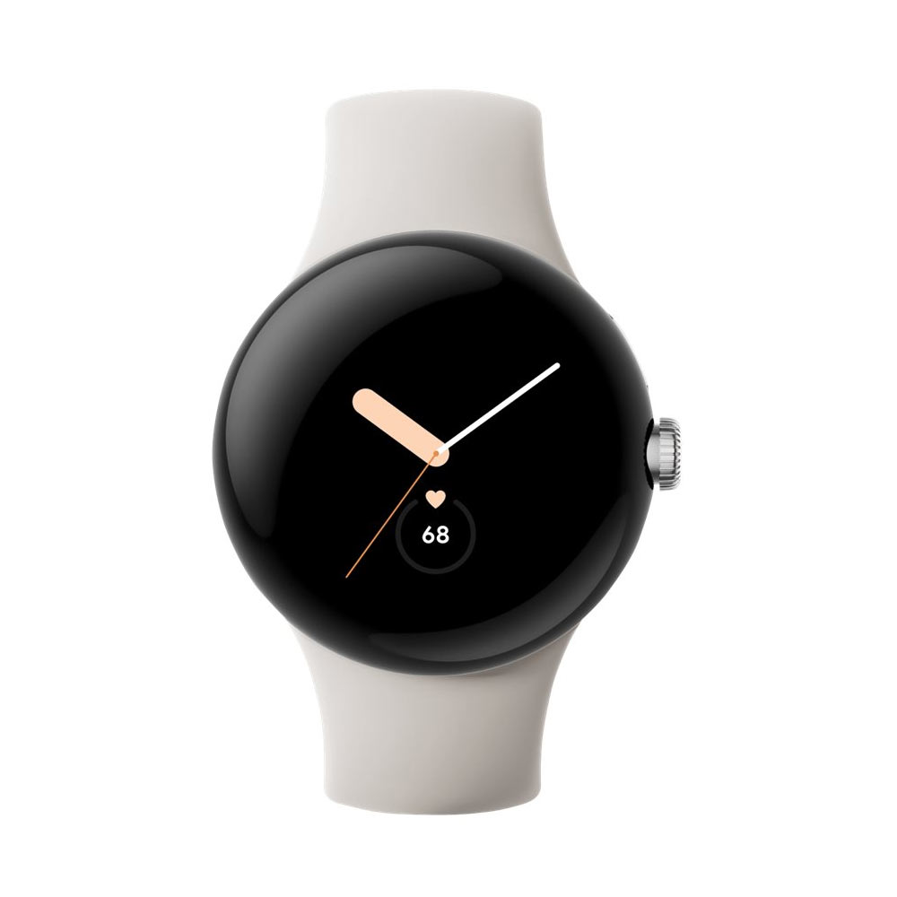 Google Pixel Watch Bluetooth Polished Silver Sportarmband Chalc