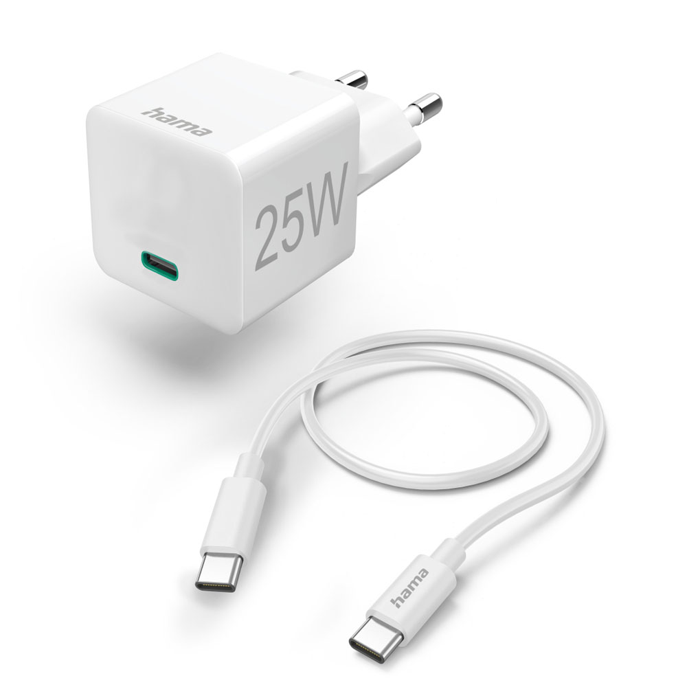 Hama Schnellladegerät, GaN, USB-C, Super-Mini-Charger, PD, 30 W, Weiß