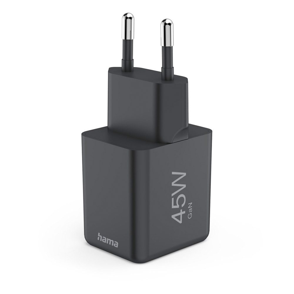 Hama Schnellladegerät, USB-C, PD/Qualcomm®/GaN, Mini-Ladegerät, 45 W, schwarz