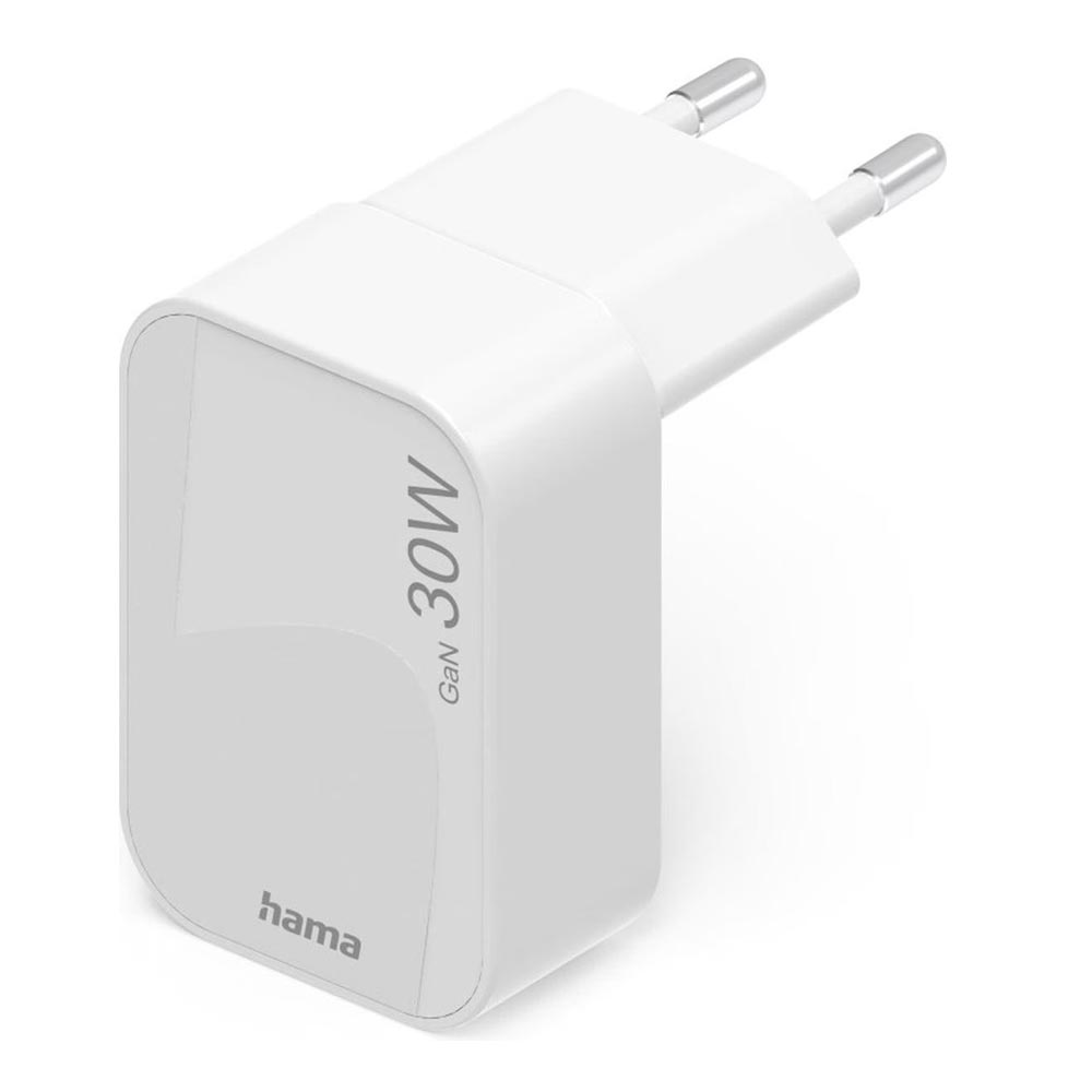 Hama Schnellladegerät, GaN, 1x USB-C, faltbares Mini-Ladegerät, PD, 30 W, Weiß