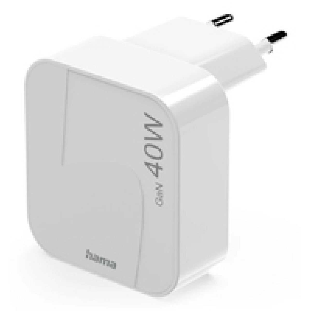 Hama Schnellladegerät, GaN, 2x USB-C, faltbares Mini-Ladegerät, PD, 40 W, Weiß