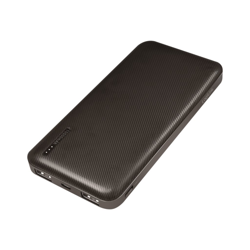 LogiLink PA0257 10000mAh Powerbank inkl. 2-in-1 Kabel schwarz