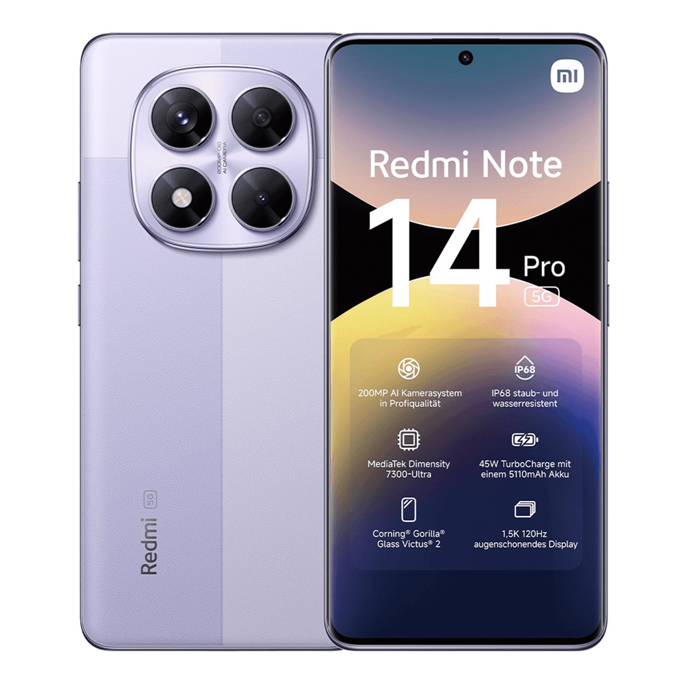 Xiaomi Redmi Note 14 256GB 5G Smartphone lavender purple