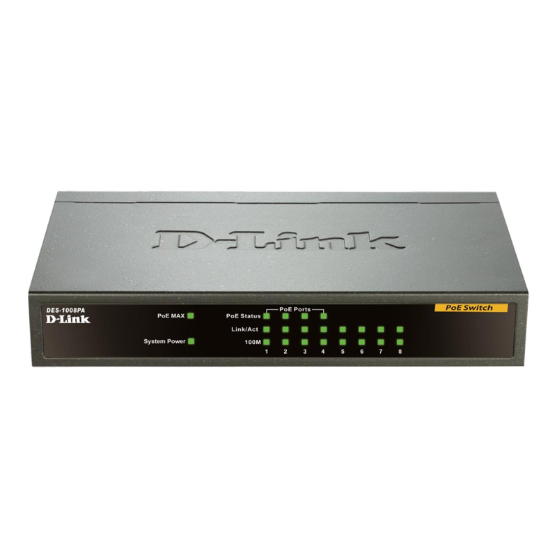 D-Link DES-1008PA network switch Unmanaged Fast Ethernet (10/100) Power over Ethernet (PoE)