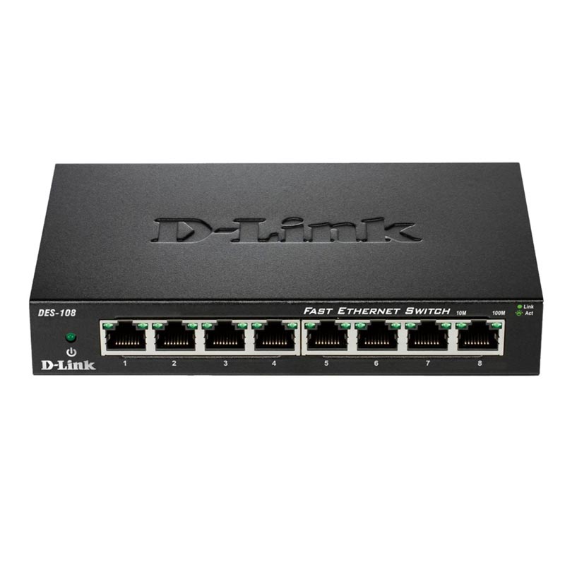 D-Link DES-108 8-Port Layer2 Fast Ethernet Switch Metall
