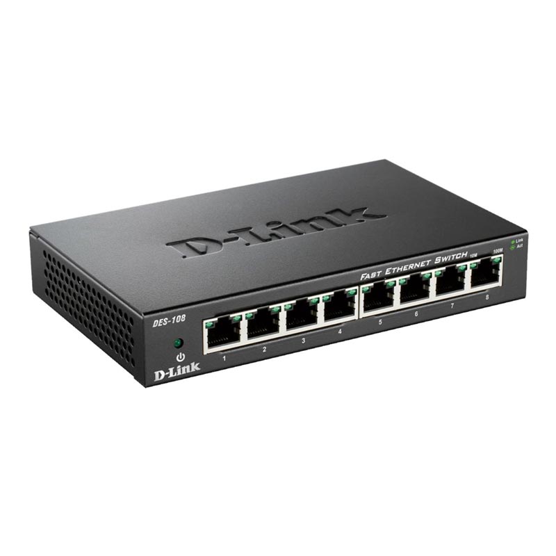 D-Link DES-108 8-Port Layer2 Fast Ethernet Switch Metall