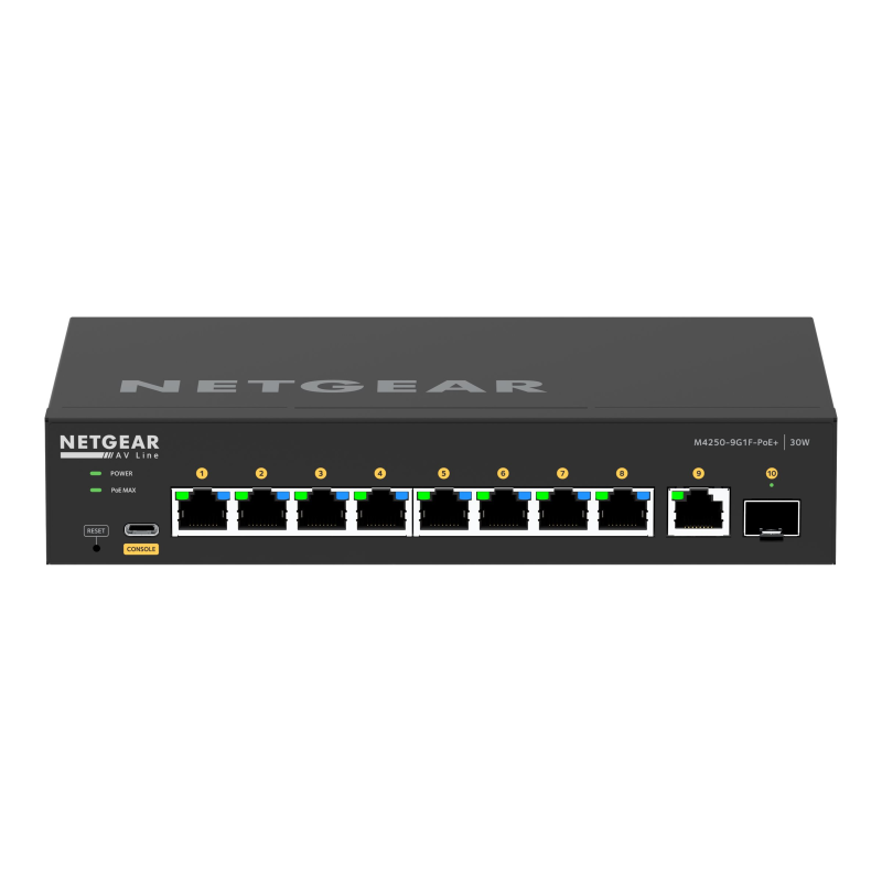 Netgear AV Line M4250-9G1F-PoE+ vollständig verwalteter Desktop-Switch