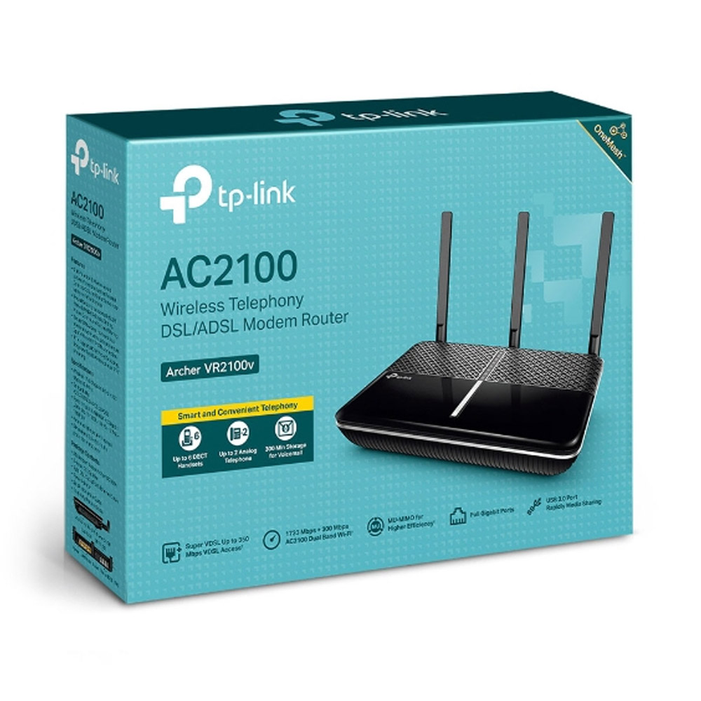 TP-LINK Archer VR2100v AC2100 VDSL/ADSL Telefonie Modem WLAN-Router
