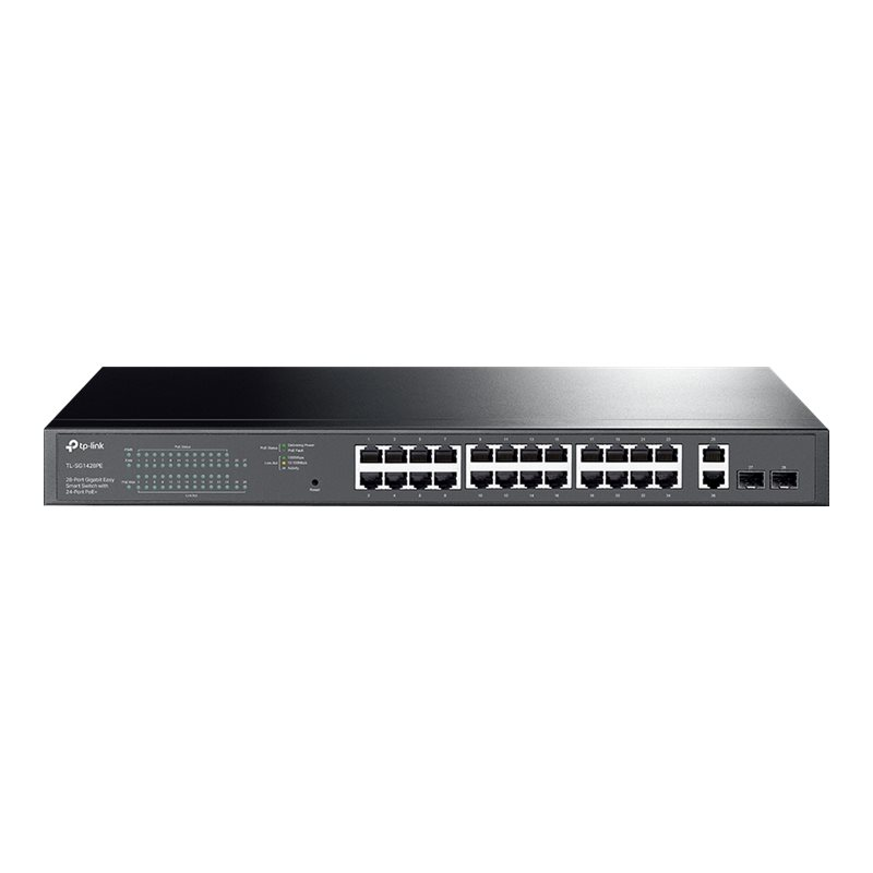 TP-Link TL-SG1428PE 28-Port Gigabit Easy Smart Switch mit 24 PoE+ Ports Schwarz (2.Wahl)