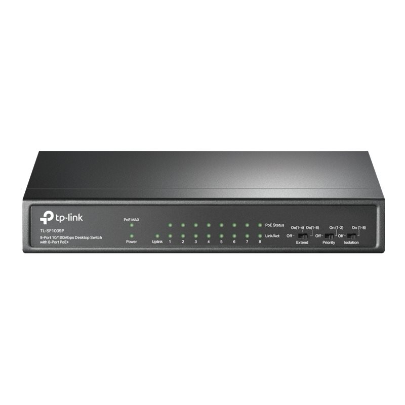 TP-Link TL-SF1009P 9-Port Fast Ethernet PoE Switch mit 8 PoE+ Ports