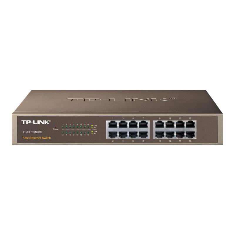 TP-Link TL-SF1016DS 16 Port Netzwerk Switch (lüfterloses Passivkühlkonzept)