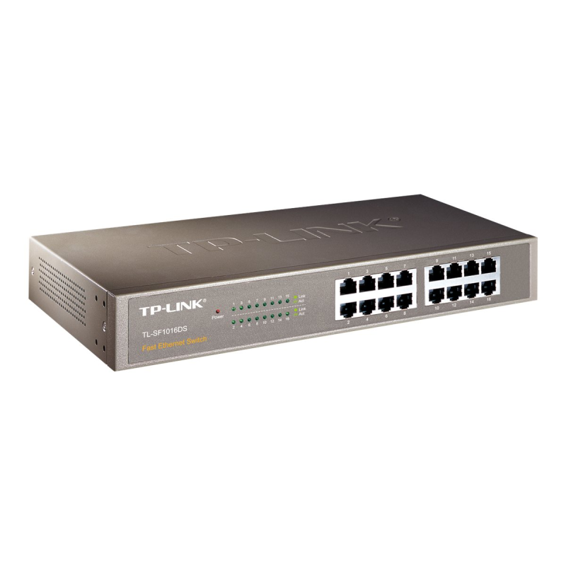 TP-Link TL-SF1016DS 16 Port Netzwerk Switch (lüfterloses Passivkühlkonzept)