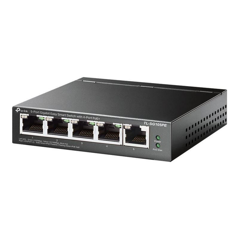 TP-Link TL-SG105PE 5-Port Gigabit Managed LAN PoE Switch mit 4 PoE+ Ports (2.Wahl)