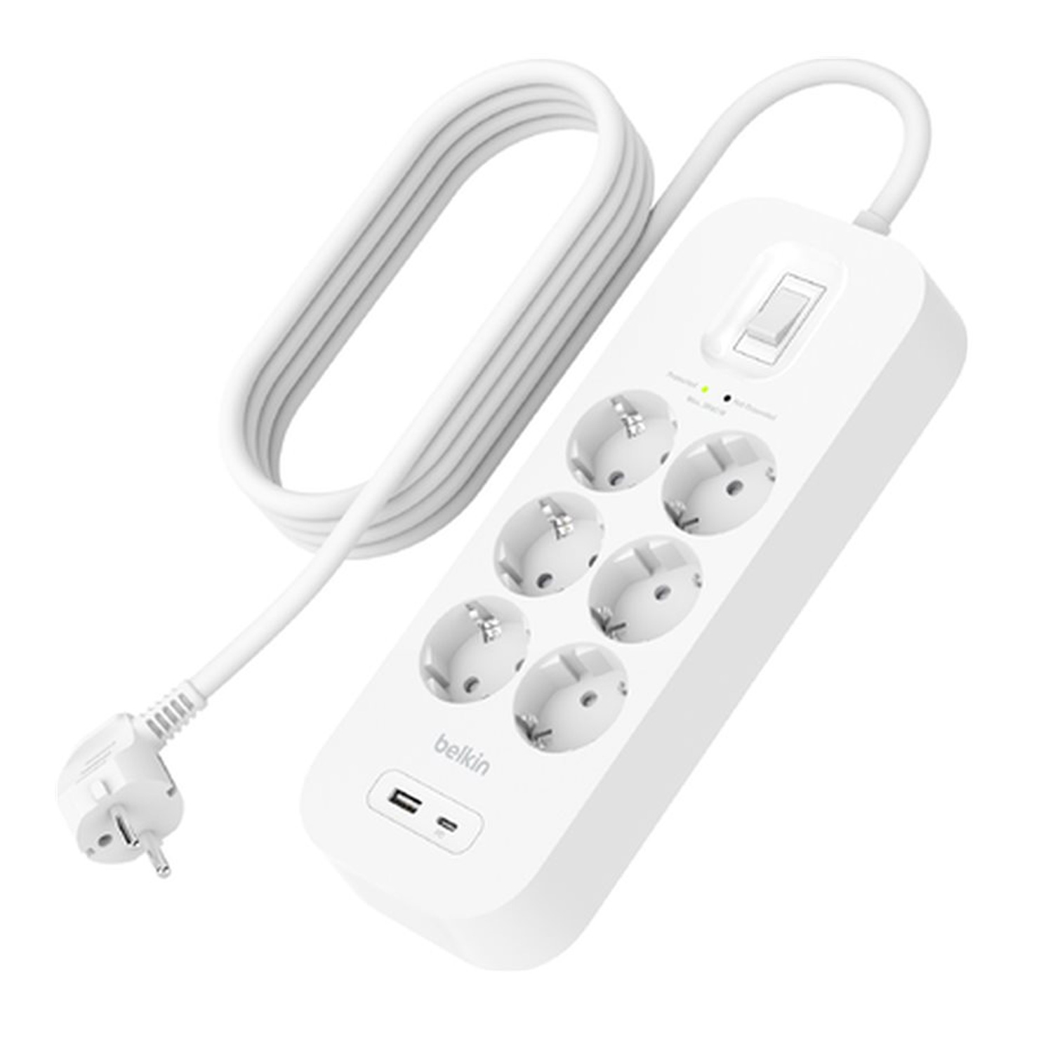 Belkin 6-fach Steckdosenleiste mit Überspannungsschutz USB-C USB-A 2m