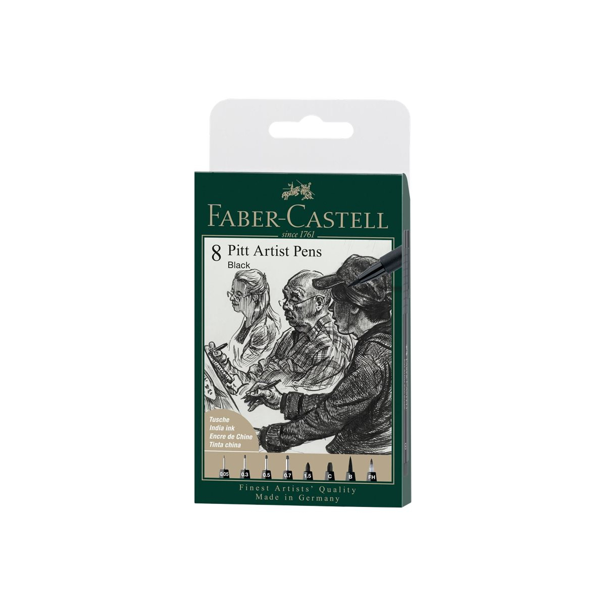 Faber-Castell Pitt Artist Pen 167158 Tuschestift 8er-Etui schwarz
