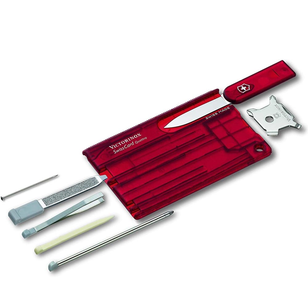 Victorinox SwissCard Quattro Multitool rubin transparent