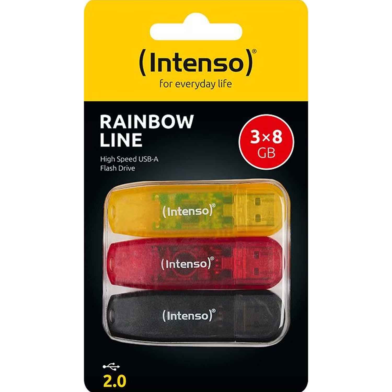 Intenso Rainbow Line USB 2.0 Stick 3x8GB gelb/rot/schwarz