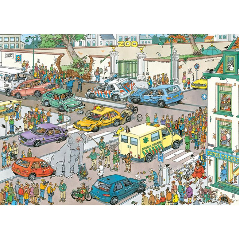 Jumbo - Jan van Haasteren - Jumbo geht einkaufen - 1000 Teile Puzzle (20028)