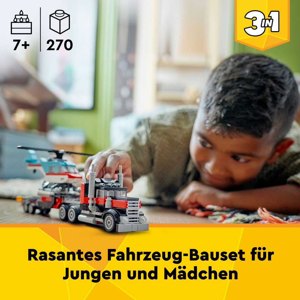 LEGO Creator 3-in-1 - Tieflader mit Hubschrauber (31146)