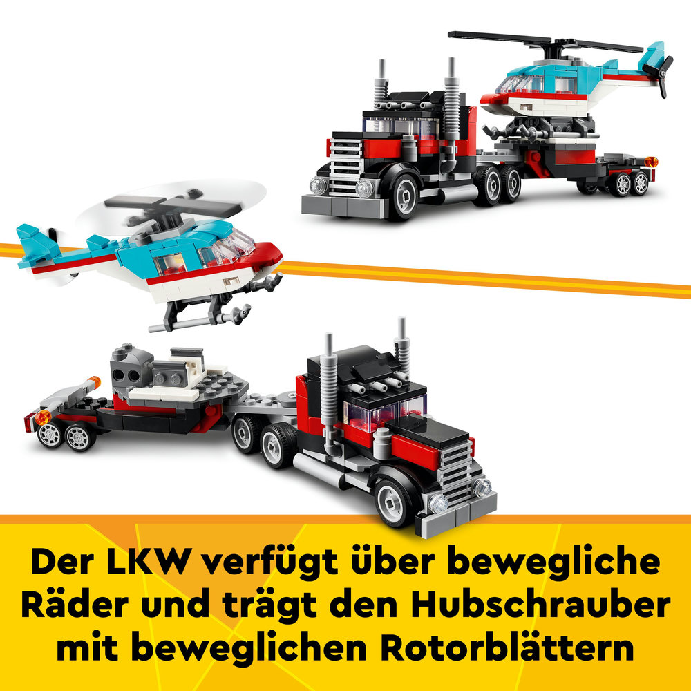 LEGO Creator 3-in-1 - Tieflader mit Hubschrauber (31146)