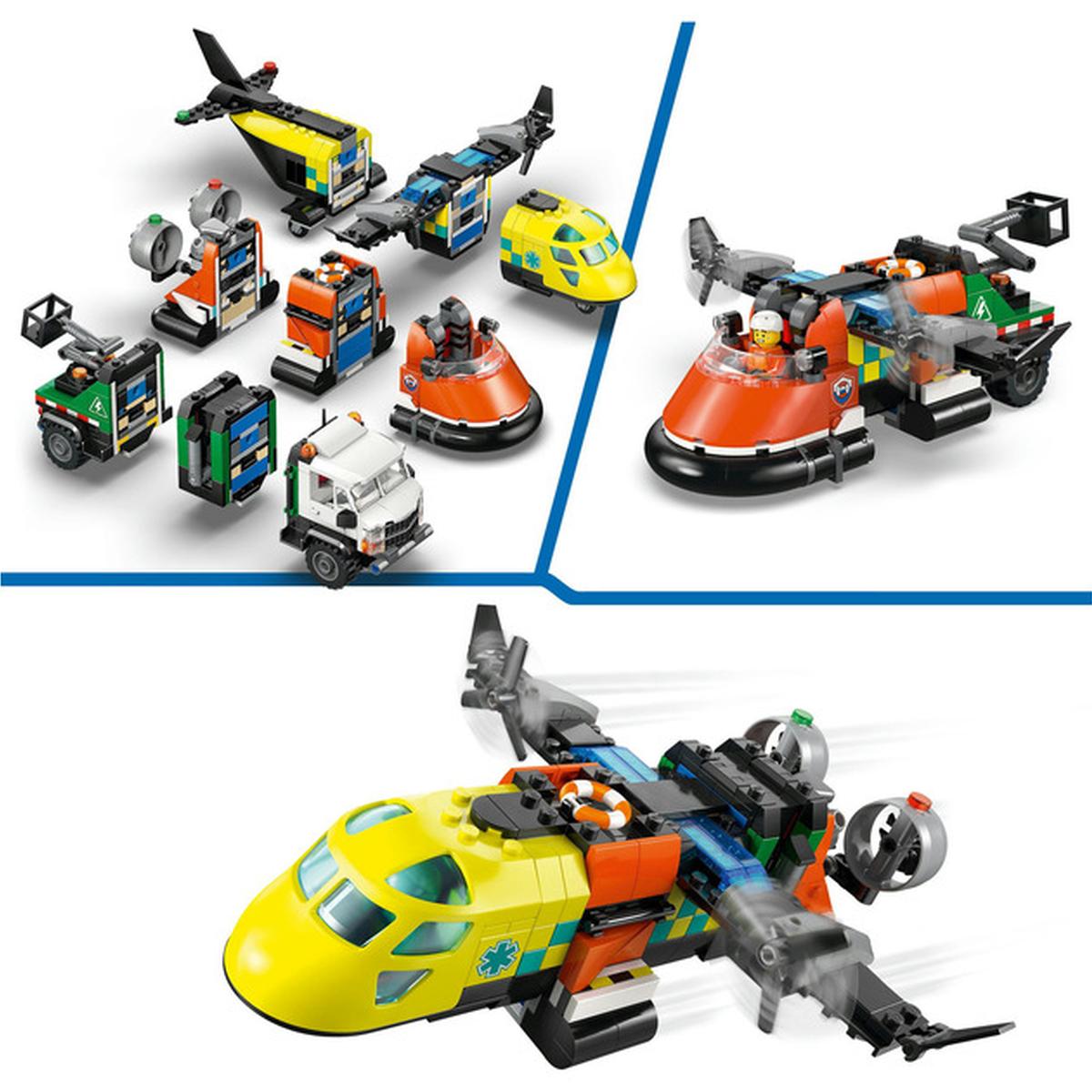 LEGO City Kombinationsset mit Flugzeug, Wartungsfahrzeug und Luftkissenboot (60505)