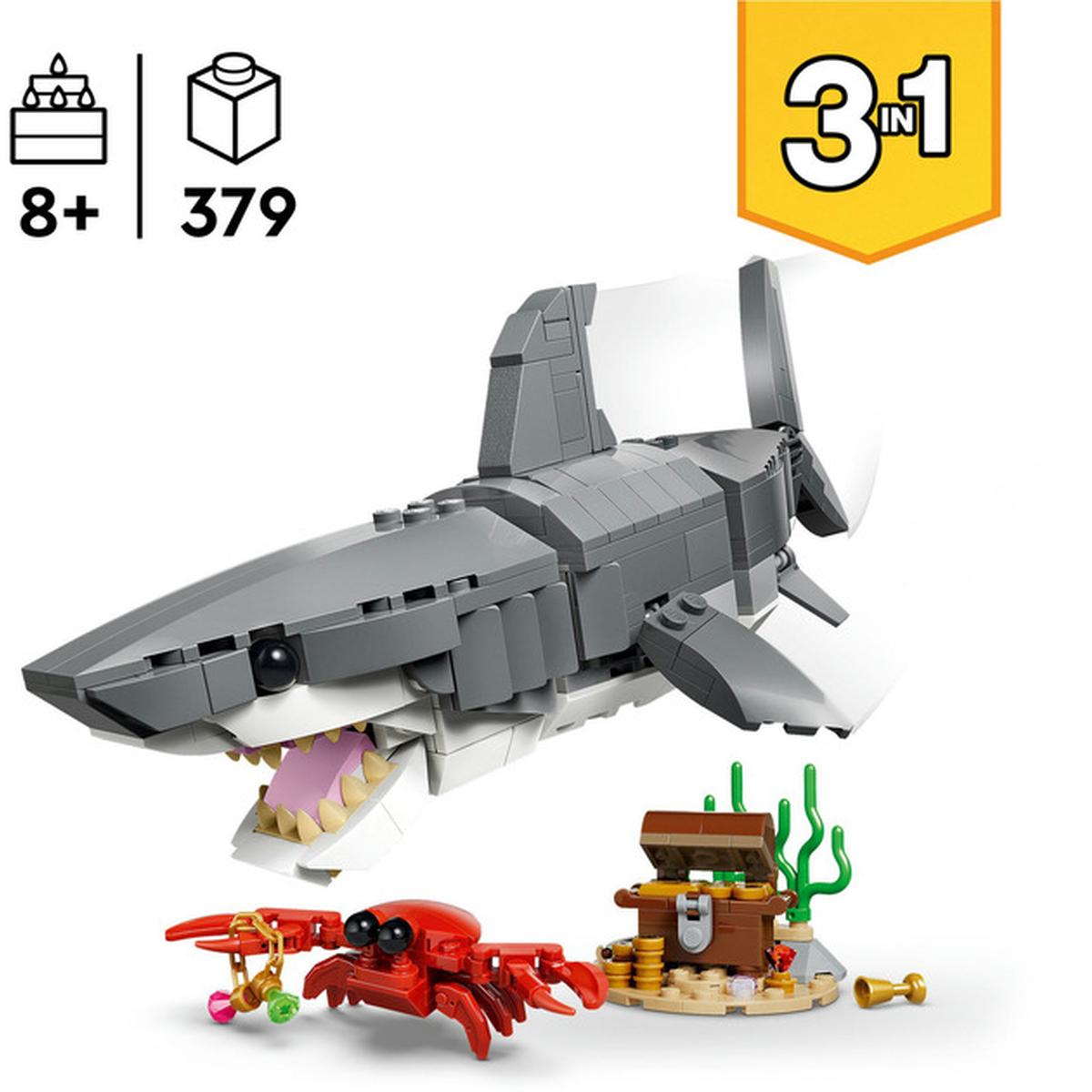 LEGO Creator 3-in-1 Wilder Hai mit Schatztruhe (31381)