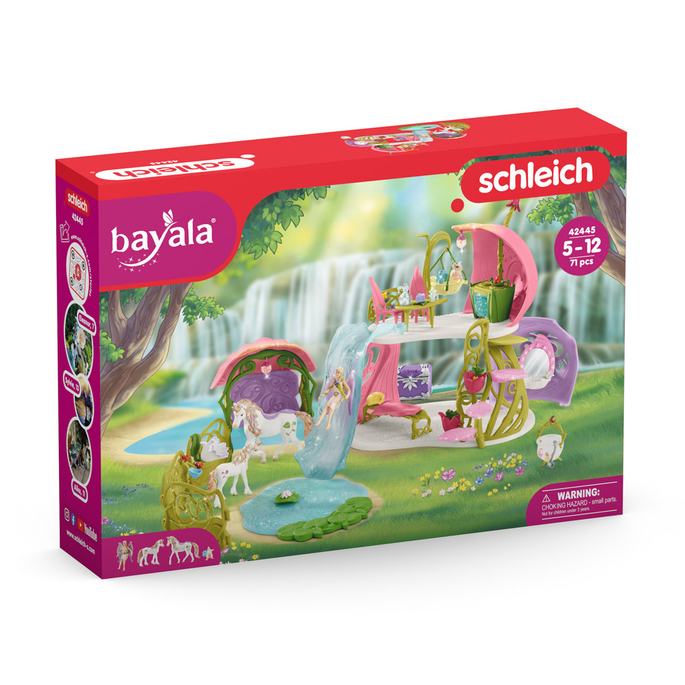 Schleich Glitzerndes Blütenhaus mit Einhörnern, See und Stall (42445)