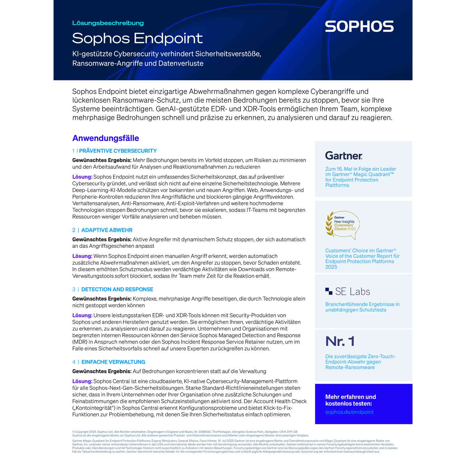 Sophos Central Intercept X Advanced for Server mit XDR - 1-9 servers - 24 Monate