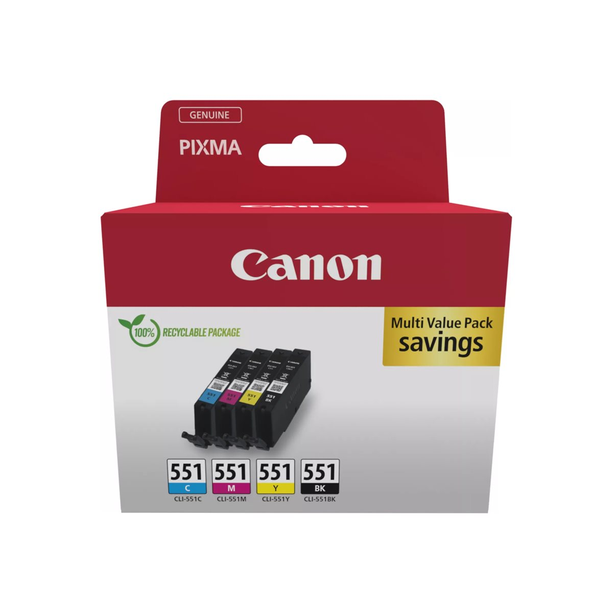 Canon CLI-551 BK/C/M/Y Multipack - 4er-Pack - Schwarz, Gelb, Cyan, Magenta