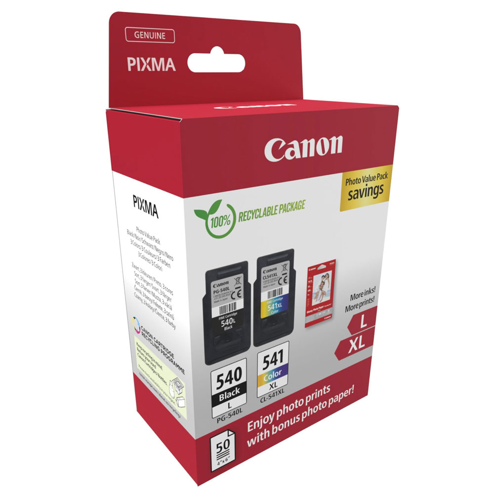 Canon PG540XL/CL541XL Tintenpatronen Value Pack + 50 Blatt