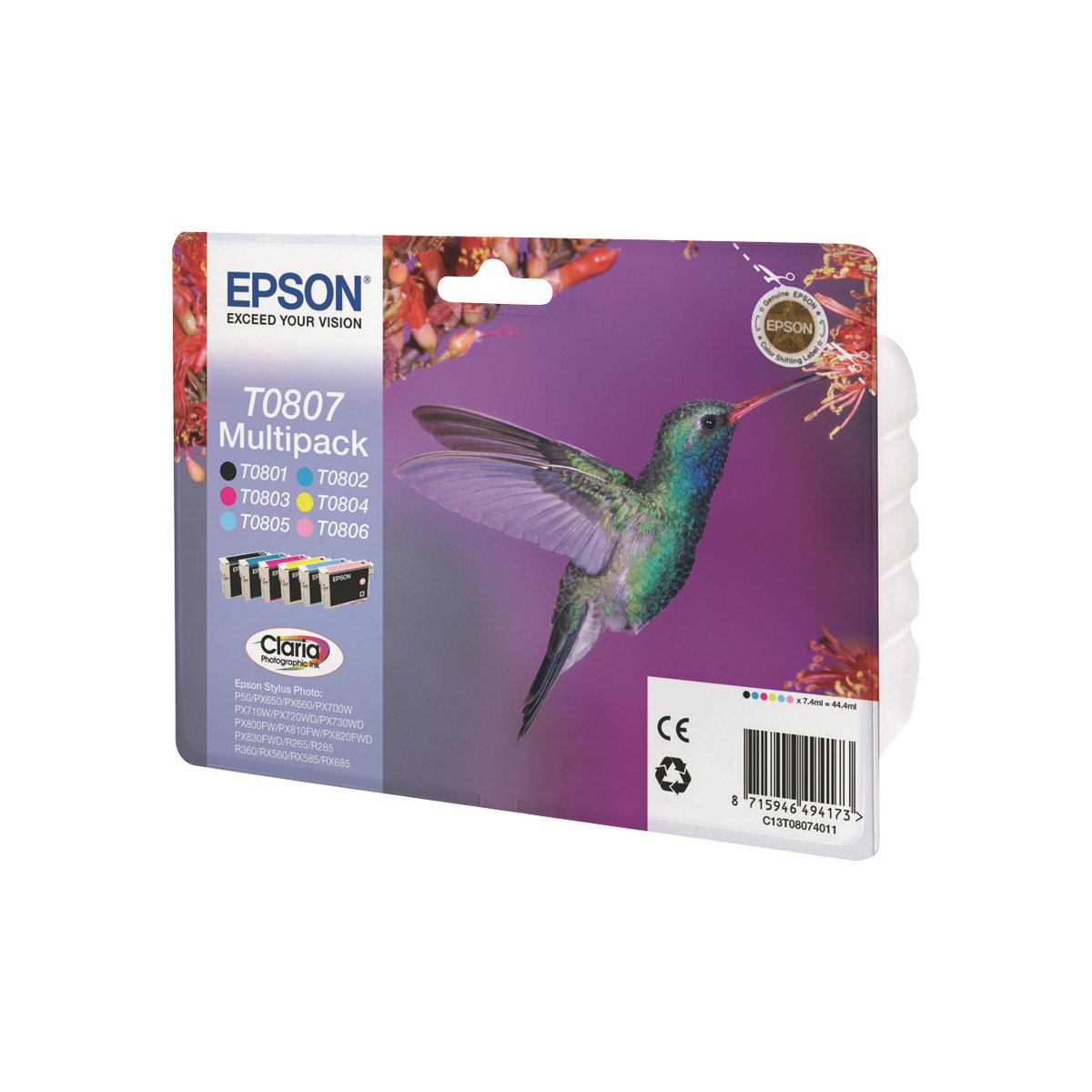 Epson T0807 Tintenpatronen Multipack 6-farbig