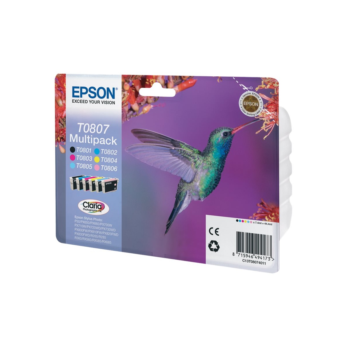 Epson T0807 Tintenpatronen Multipack 6-farbig