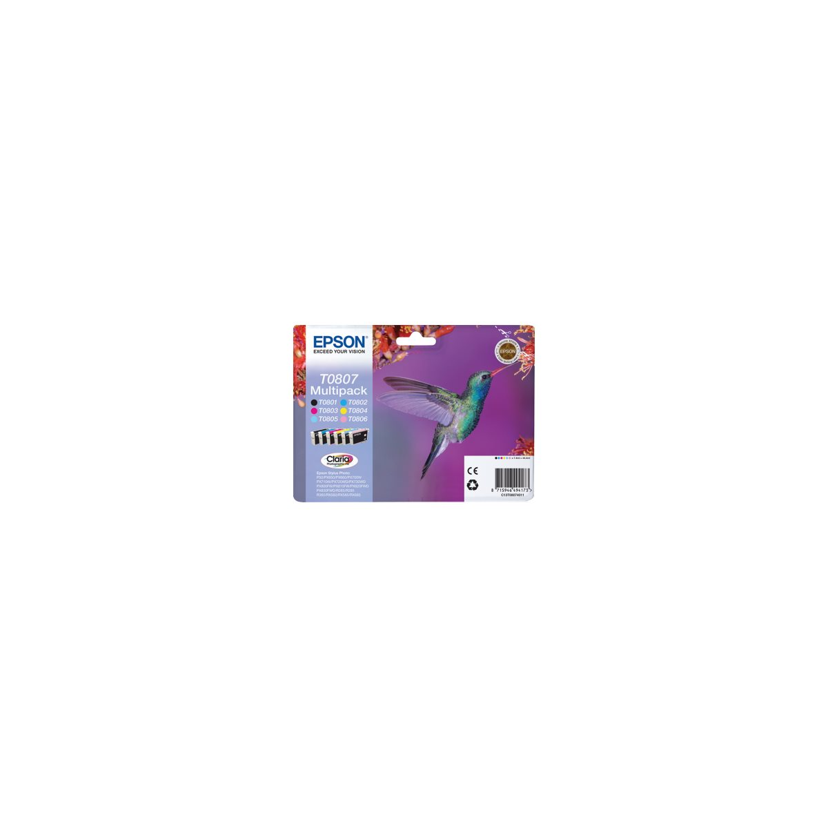 Epson T0807 Tintenpatronen Multipack 6-farbig
